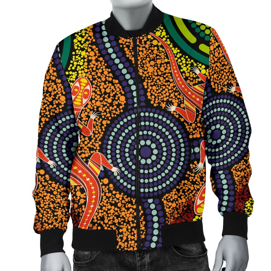 1st-australia-men-bomber-jacket-aboriginal-two-lizards-dot-painting-circle
