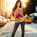 Brisbane Women Off Shoulder Sweater Broncos Indigenous Warm Vibes - Vibe Hoodie