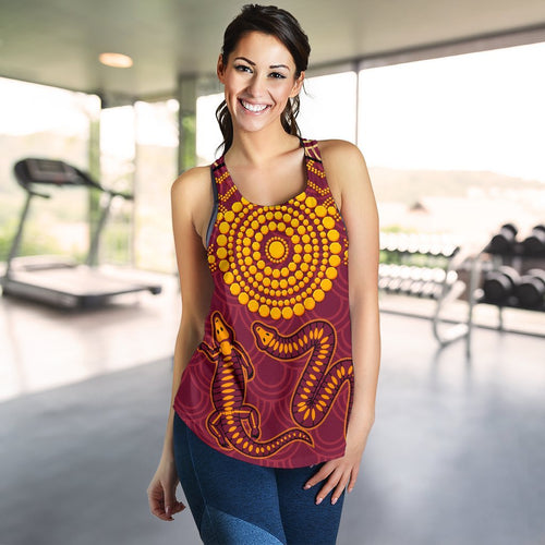 Aboriginal Women's Racerback Tank - Aboriginal Snake And Alligator - Vibe Hoodie