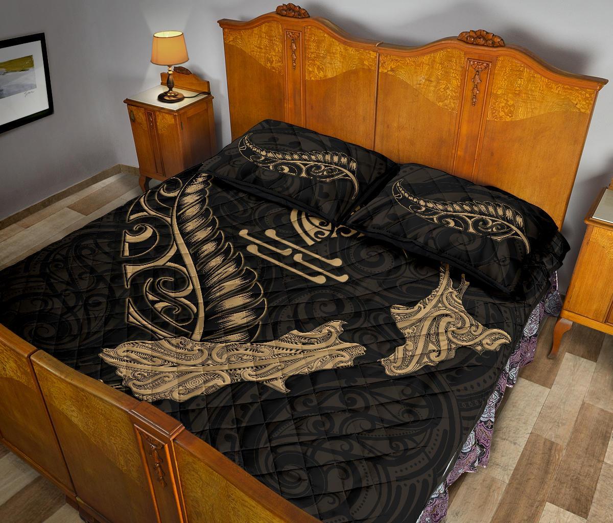 new-zealand-heart-quilt-bed-set-map-kiwi-mix-silver-fern-gold