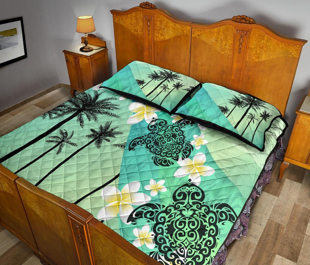 turtle-plumeria-quilt-bed-set