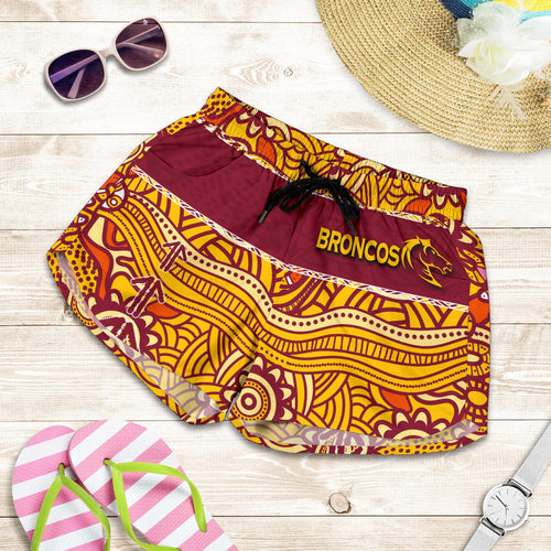 Brisbane Broncos All Over Print Women's Shorts Aboriginal Patterns - Vibe Hoodie