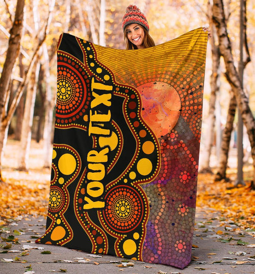 custom-text-aboriginal-premium-blanket-australia-indigenous-flag-circle-dot-painting-art-golden