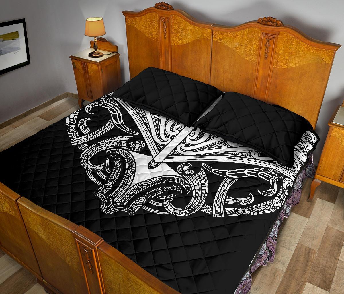 quilt-bed-set-nz-maori-tattoo-koru-white