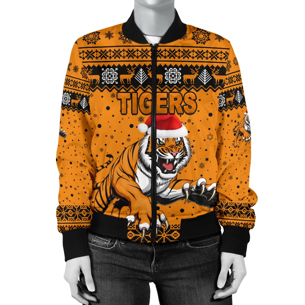 wests-christmas-womens-bomber-jacket-tigers-unique-vibes-orange