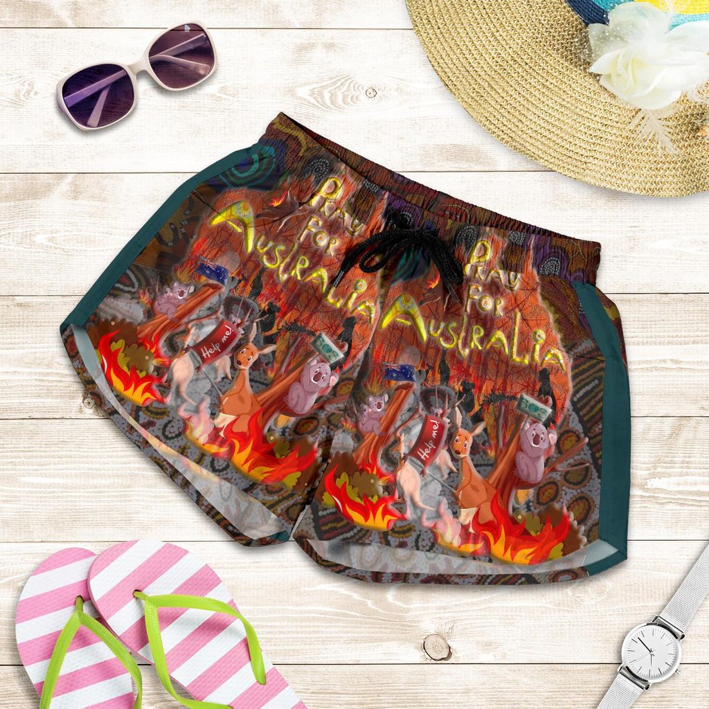 "Pray For Australia" Women's Shorts - Aboriginal Pattern - Love Australia - Vibe Hoodie