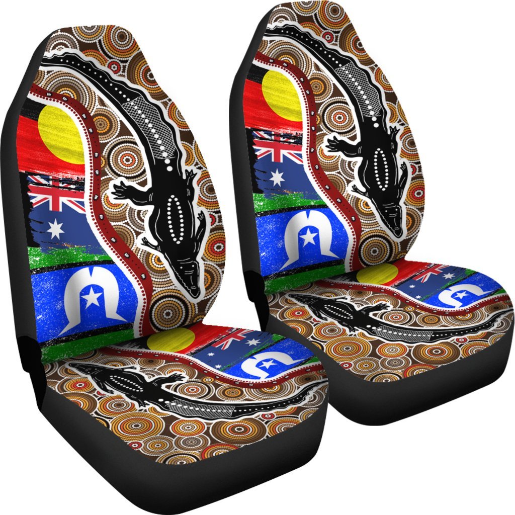 car-seat-covers-australian-aboriginal-crocodile-with-naidoc-flags
