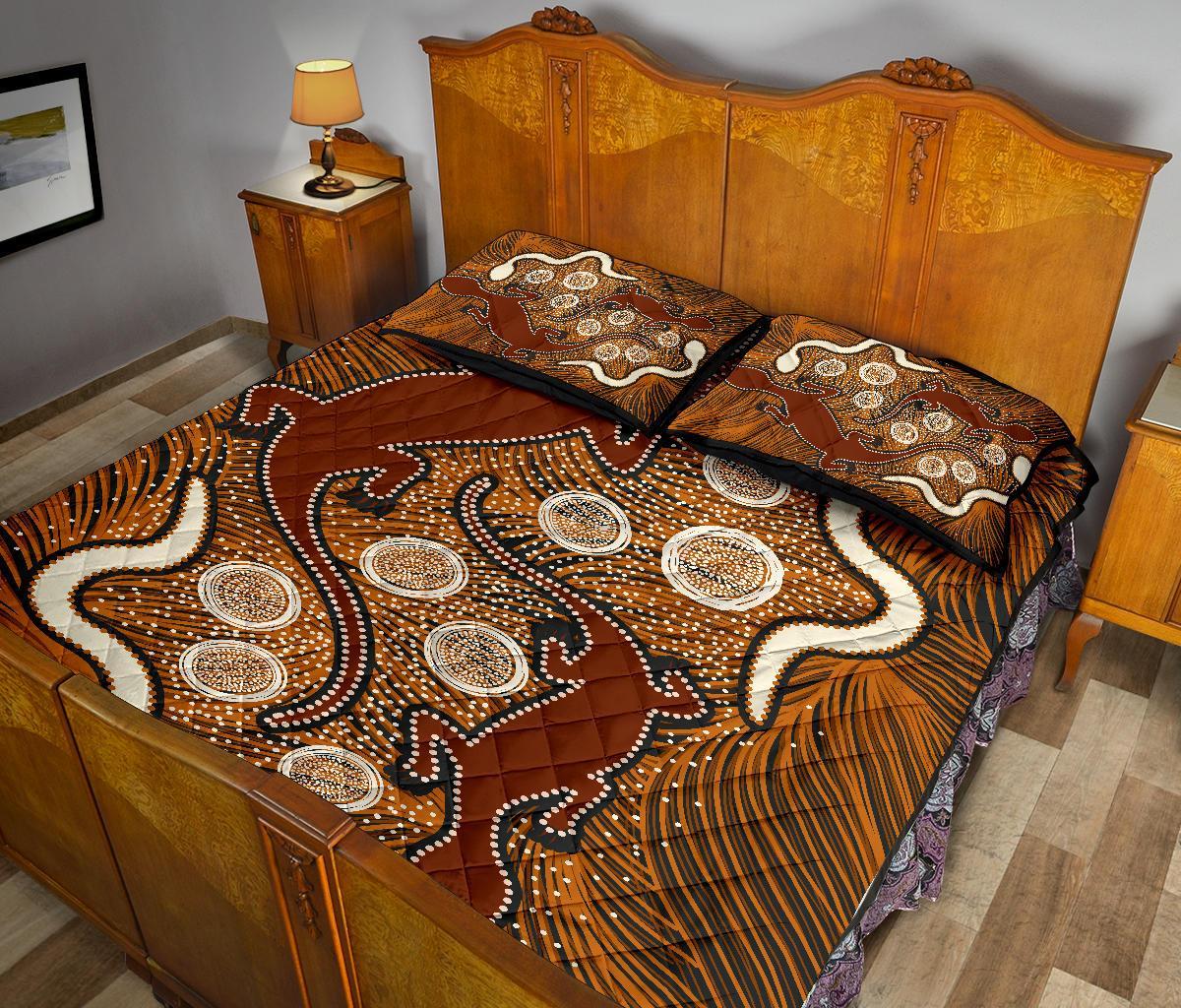 aboriginal-quilt-bed-set-indigenous-brown-lizard-and-white-snake