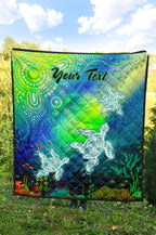 custom-text-aboriginal-premium-quilt-indigenous-turtle-ocean-dot-painting-art