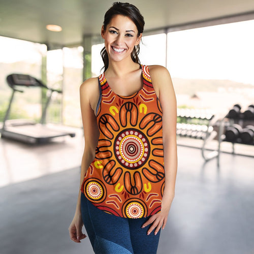 Aboriginal Women's Racerback Tank - Circle Flowers Patterns VER01 - Vibe Hoodie
