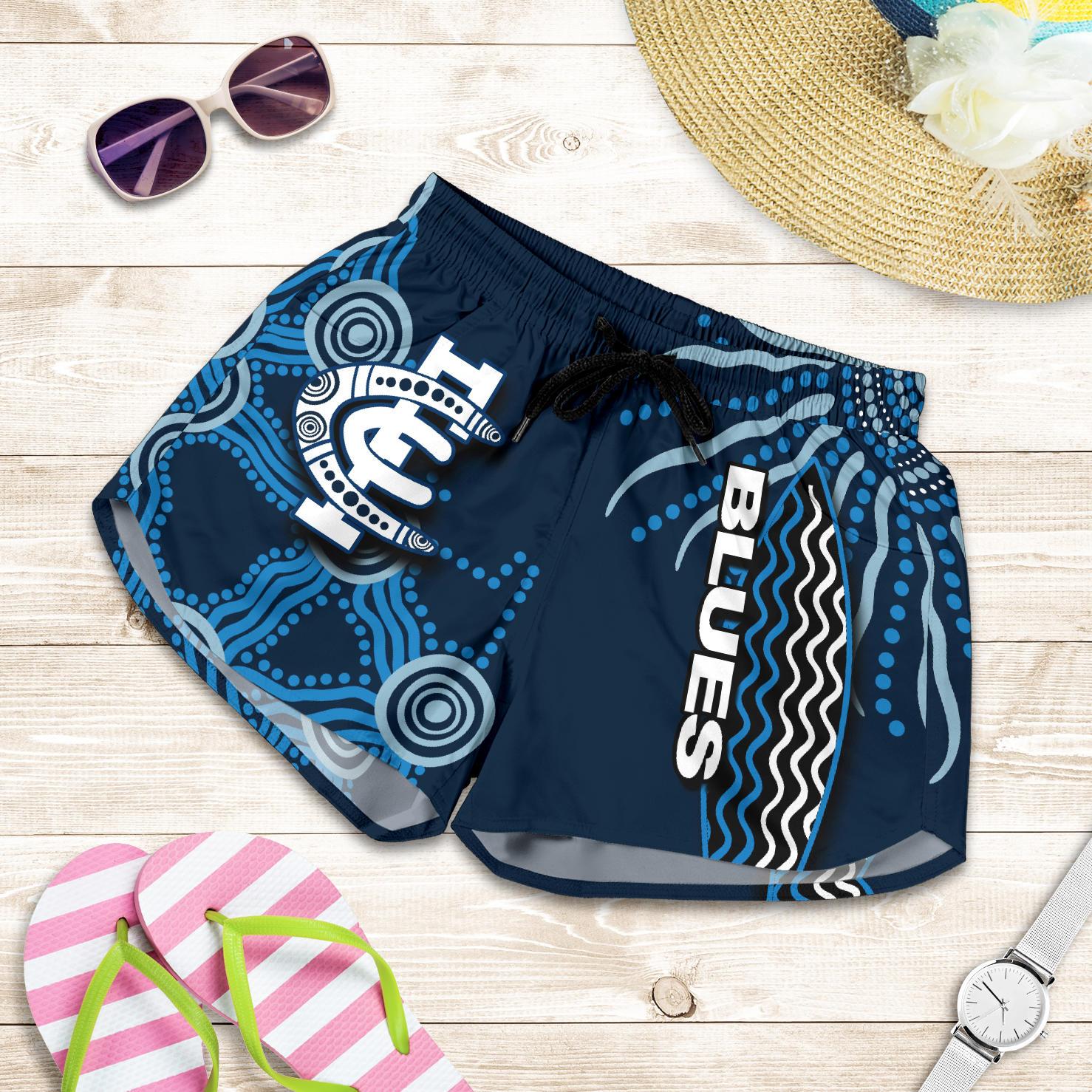 Carlton Blues All Over Print Women's Shorts Aboriginal - Vibe Hoodie