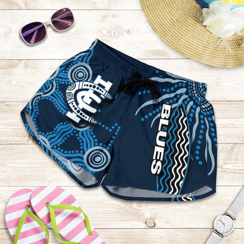 Carlton Blues All Over Print Women's Shorts Aboriginal - Vibe Hoodie