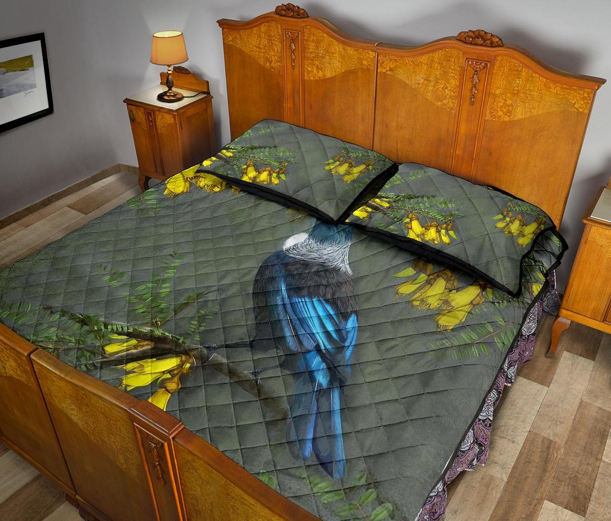 tui-bird-new-zealand-kowhai-tree-quilt-bed-set