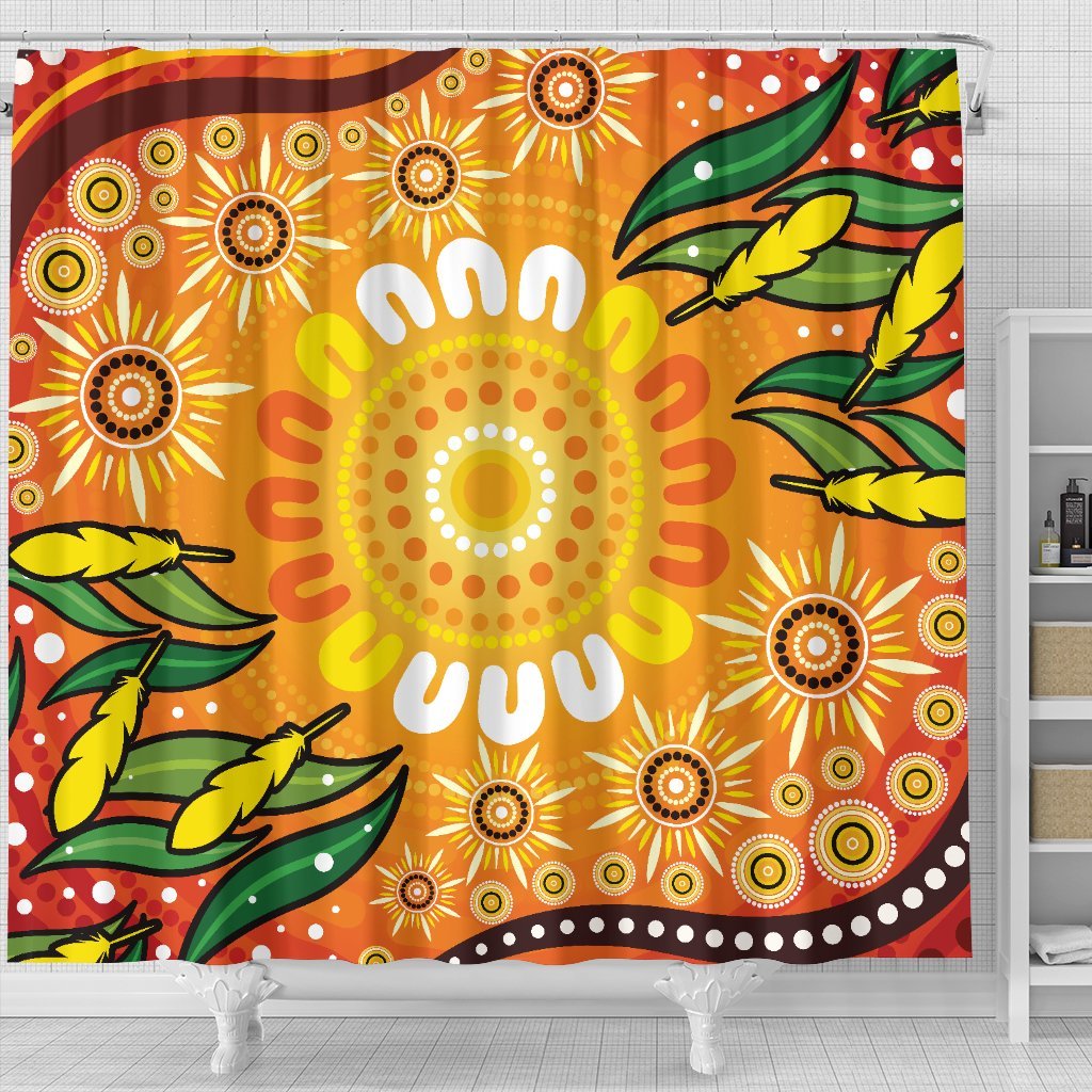 aboriginal-shower-curtain-indigenous-circle-leaf-patterns