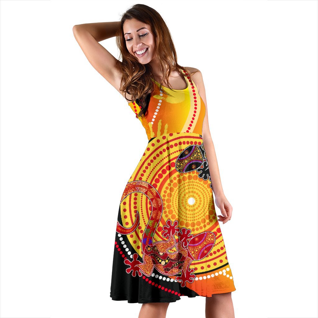 Aboriginal Women's Dress - Couple Aboriginal Lizards - Vibe Hoodie