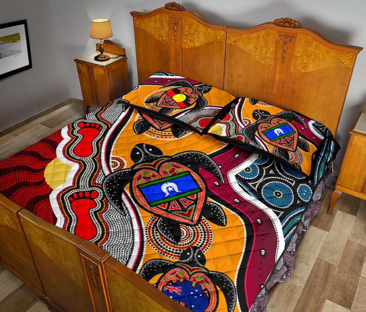 1saustralia-quilt-bed-set-australia-aboriginal-dots-with-turtle-and-naidoc-flags