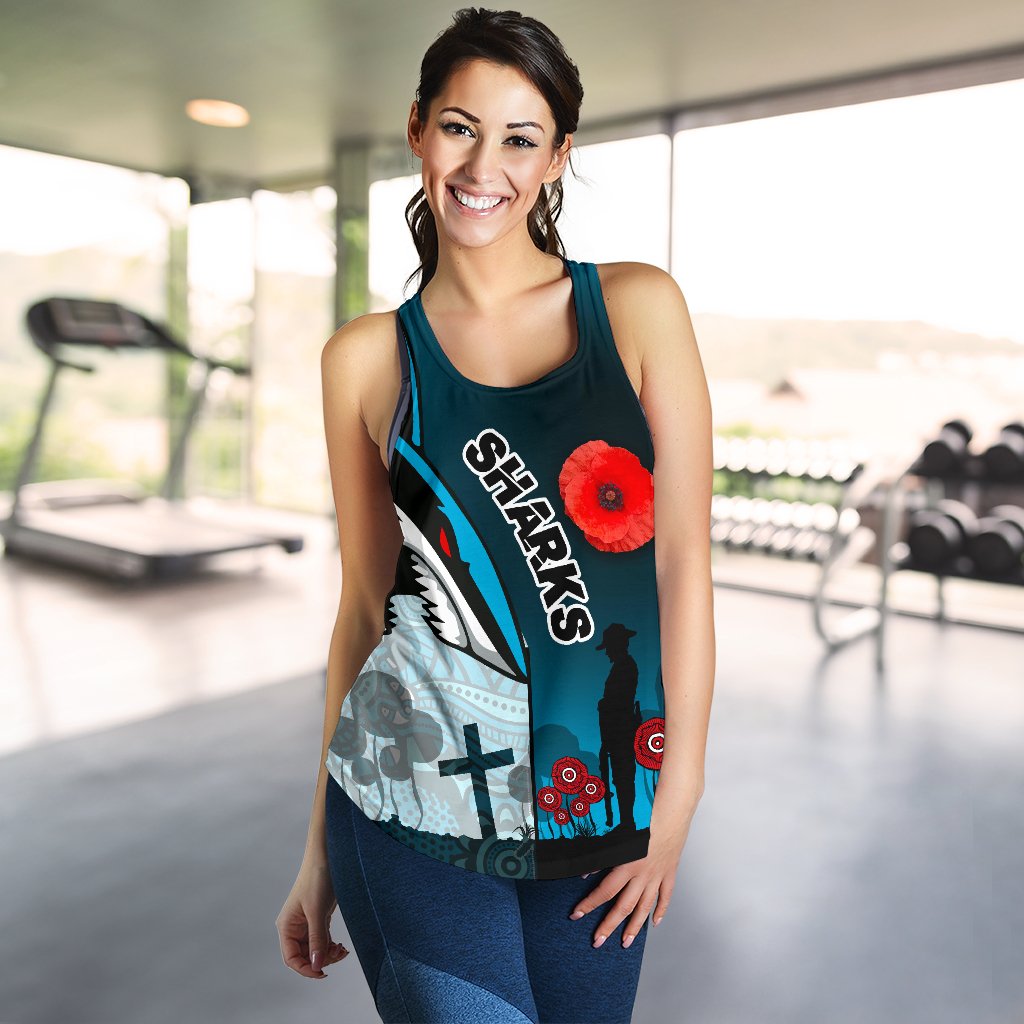 Sharks Women's Racerback Tank Cronulla Anzac Day - Vibe Hoodie