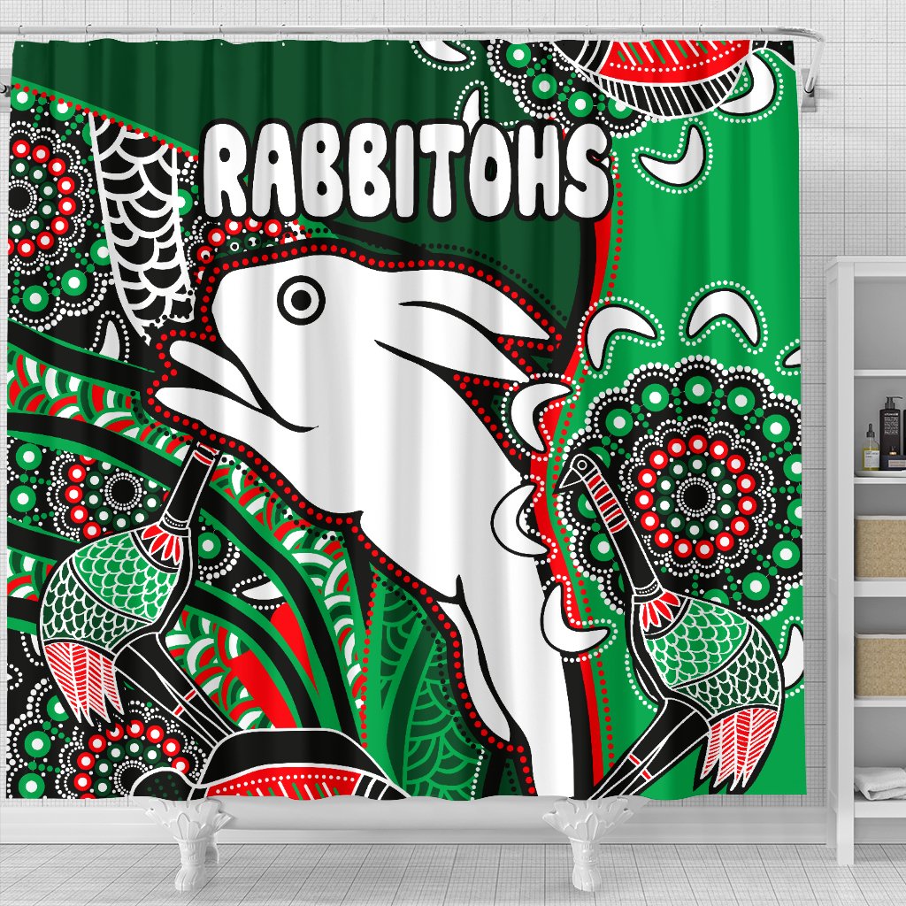 rabbitohs-shower-curtain-indigenous-survival-world