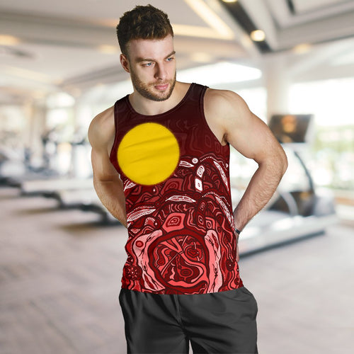 custom-text-aboriginal-mens-tank-top-red-landscape