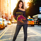 Brisbane Women Off Shoulder Sweater Broncos Simple Indigenous - Vibe Hoodie