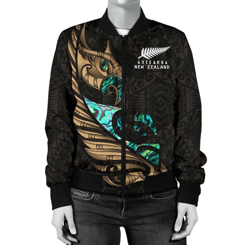 new-zealand-bomber-jacket-for-women-manaia-paua-fern-wing-gold
