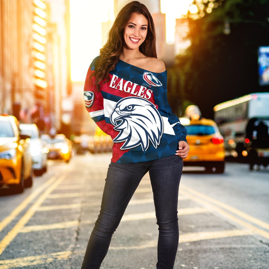 USA Rugby Women's Off Shoulder Eagles Sporty Style - Vibe Hoodie