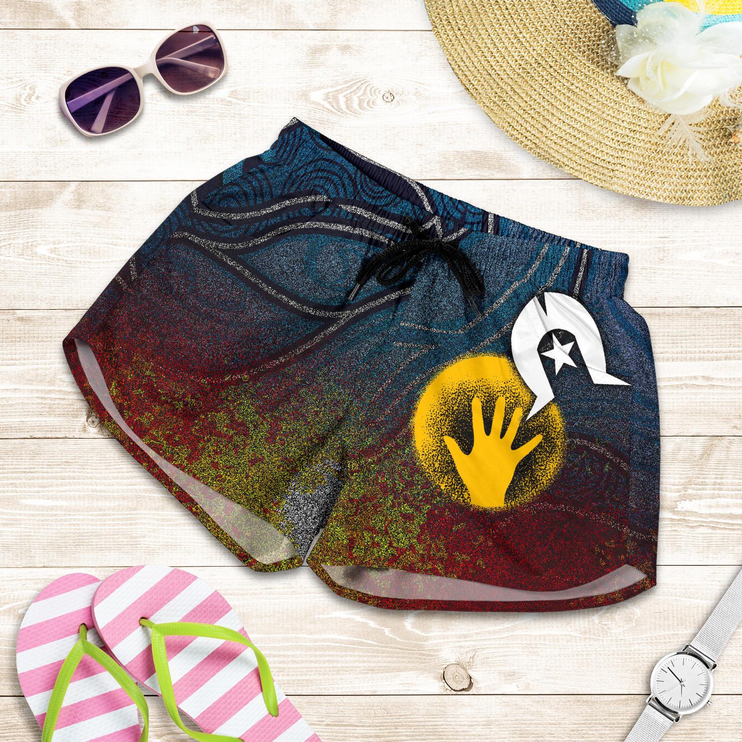 Aboriginal Women's Shorts - Aboriginal and Torres Strait Islanders Flag - Vibe Hoodie