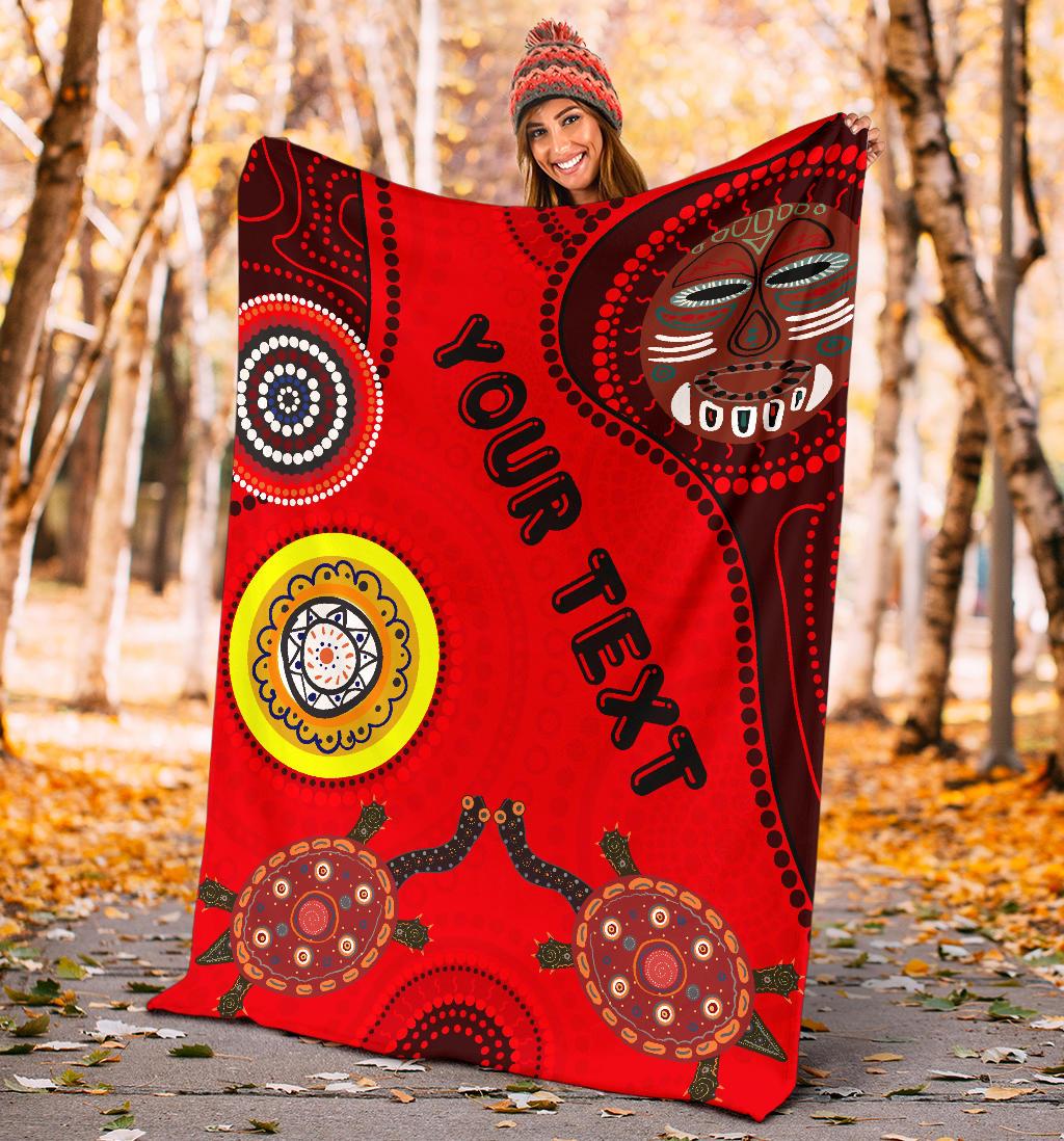 custom-text-premium-blanket-aboriginal-dot-pattern-turtle