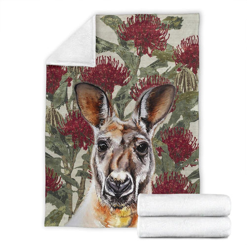 premium-blanket-kangaroo-blanket-waratah-flowers-painting