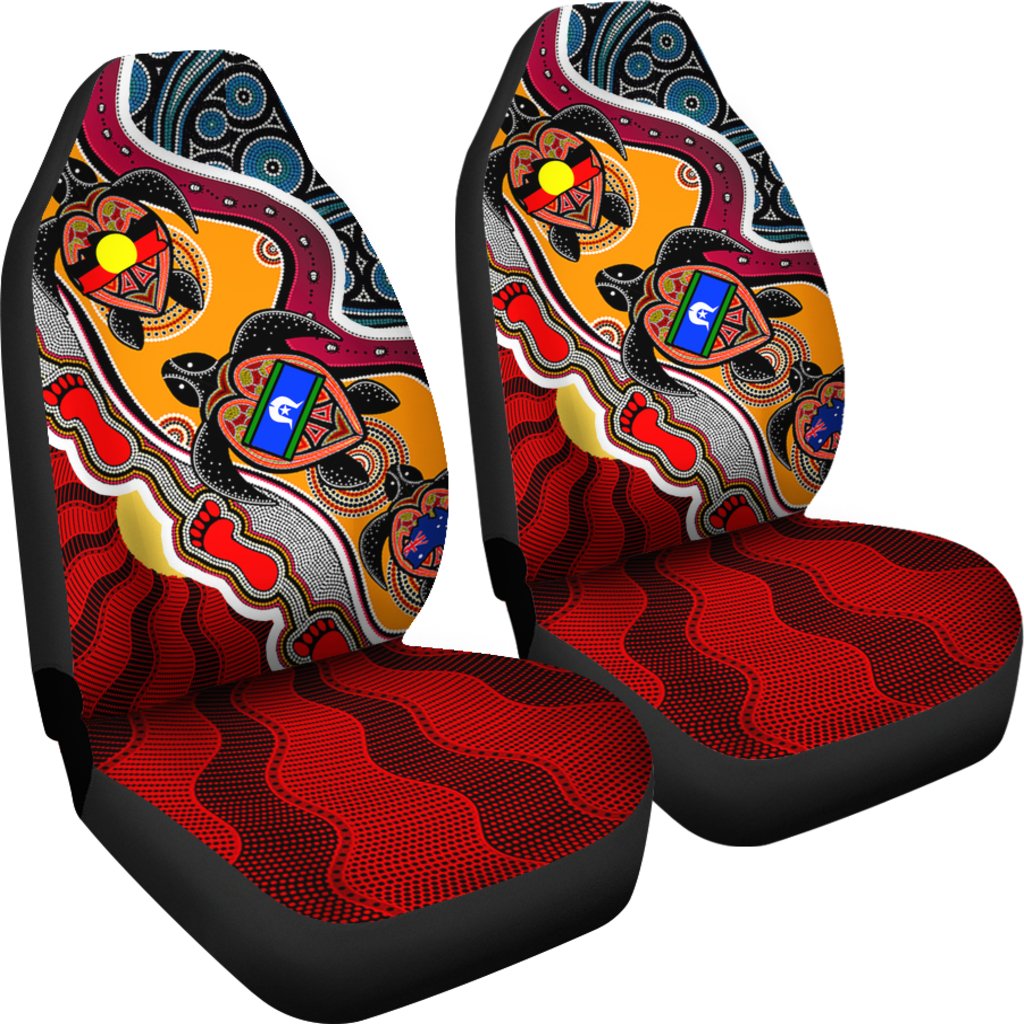 car-seat-covers-australia-aboriginal-dots-with-turtle-and-naidoc-flags