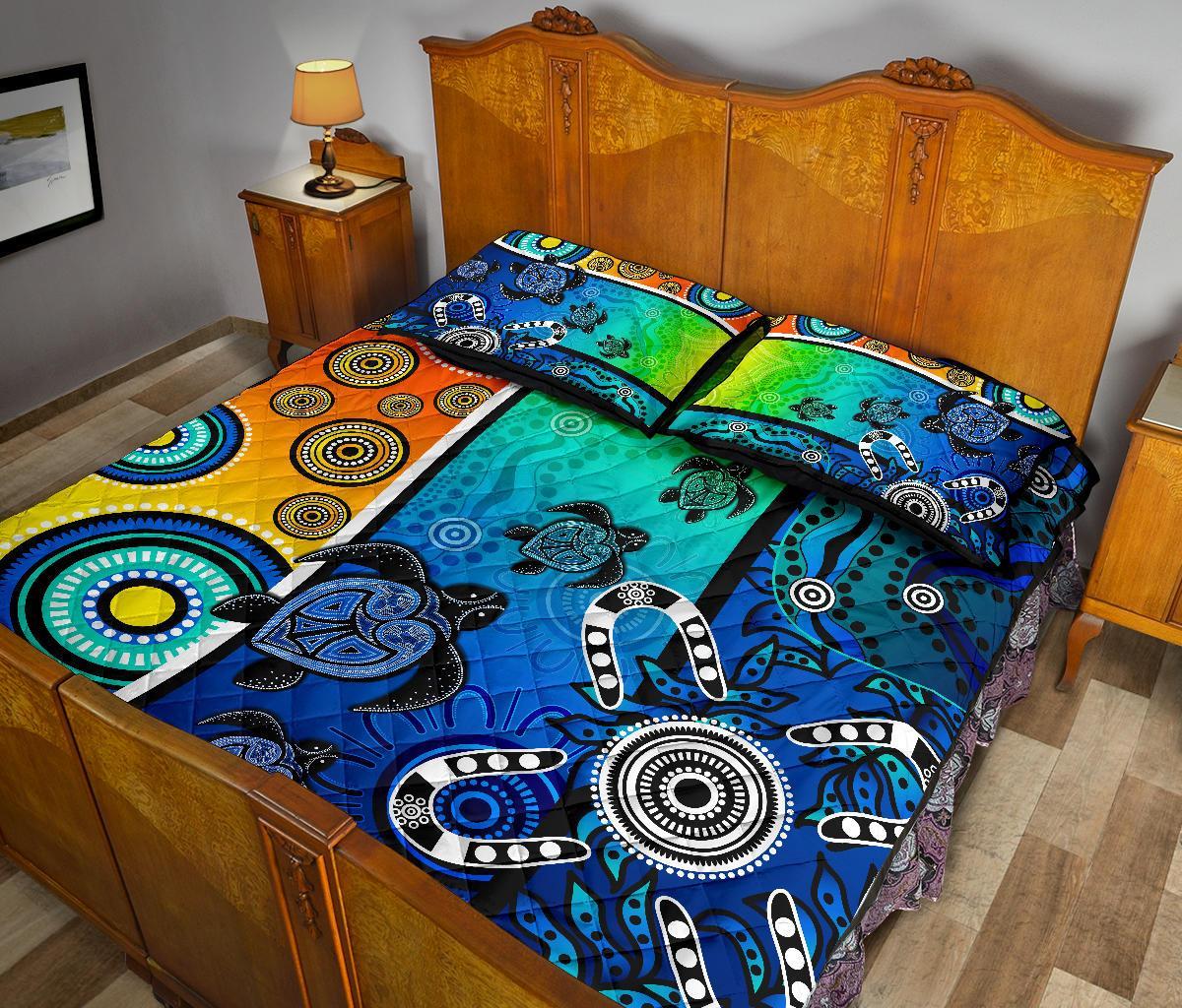 aboriginal-quilt-bed-set-indigenous-turtle-dot-painting-art