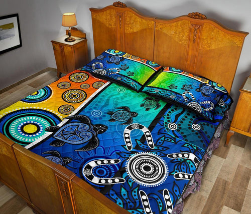 aboriginal-quilt-bed-set-indigenous-turtle-dot-painting-art