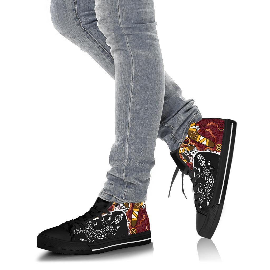 high-top-shoes-aboriginal-dot-painting-lizard-shoes
