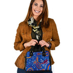 Aboriginal Shoulder Handbags - Indigenous Footprint Patterns Blue Color - Vibe Hoodie
