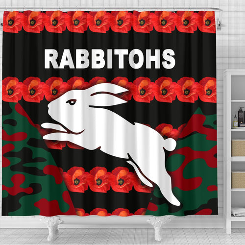 south-sydney-rabbitohs-shower-curtain-anzac-day-poppy-flower-vibes