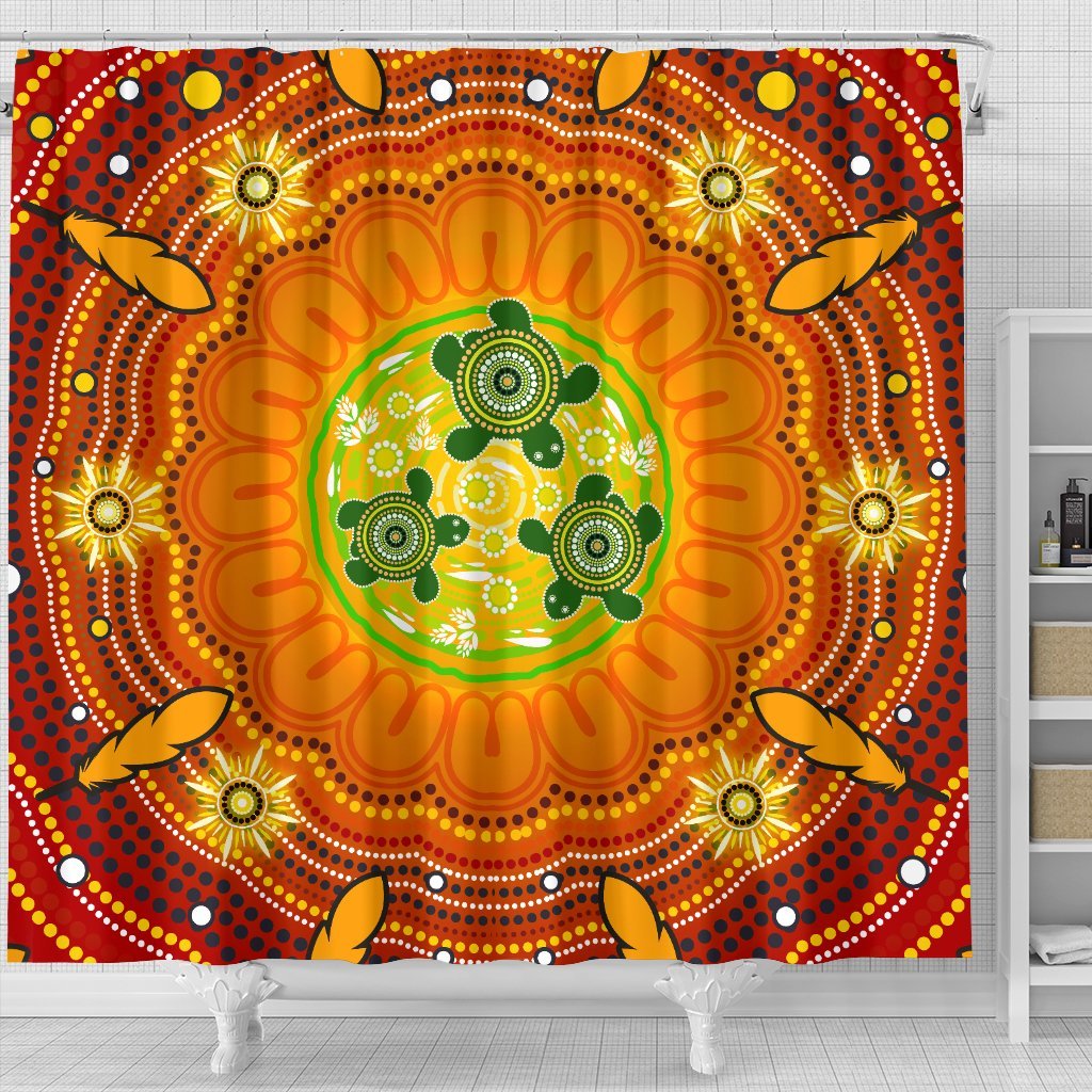 aboriginal-shower-curtain-turtle-circle-dot-painting-art