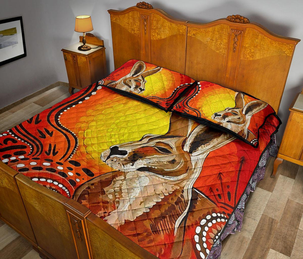aboriginal-quilt-cover-set-kangaroo-patterns-sun-dot-painting