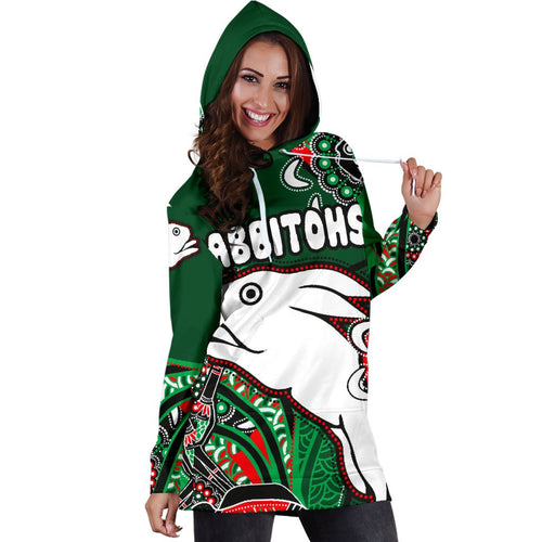 Rabbitohs Women Hoodie Dress Indigenous Survival World - Vibe Hoodie