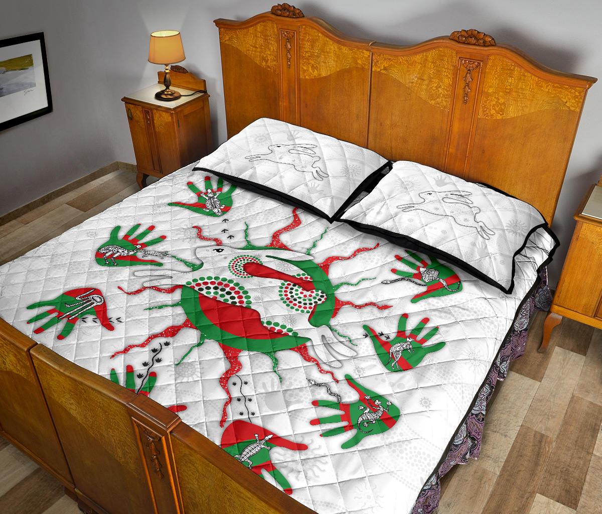 rabbitohs-indigenous-quilt-bed-set-animals-aboriginal