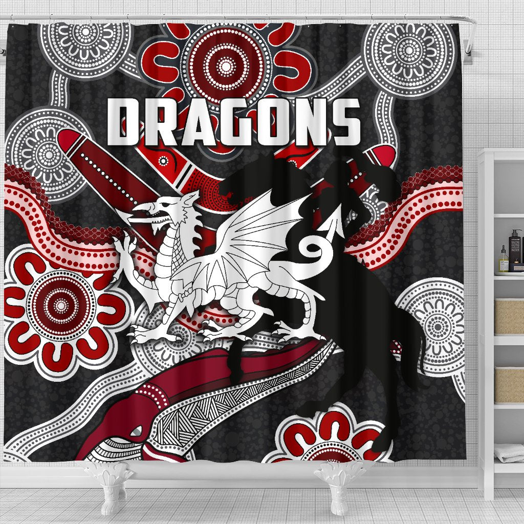 dragons-shower-curtain-st-george-indigenous-black
