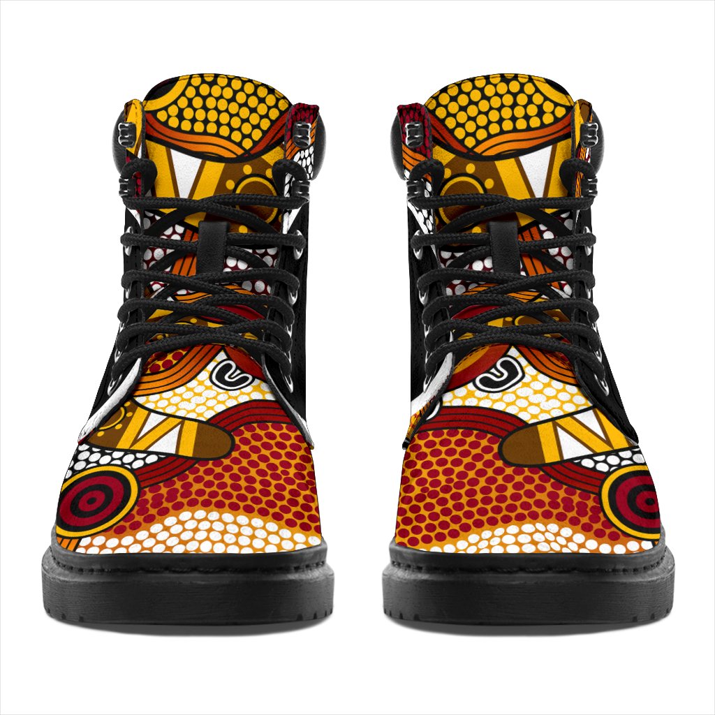 aboriginal-leather-boots-lizard-patterns-boomerang-dot-painting-all-season