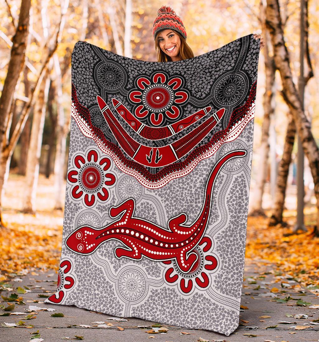 aboriginal-premium-blanket-indigenous-boomerang-and-lizard-art