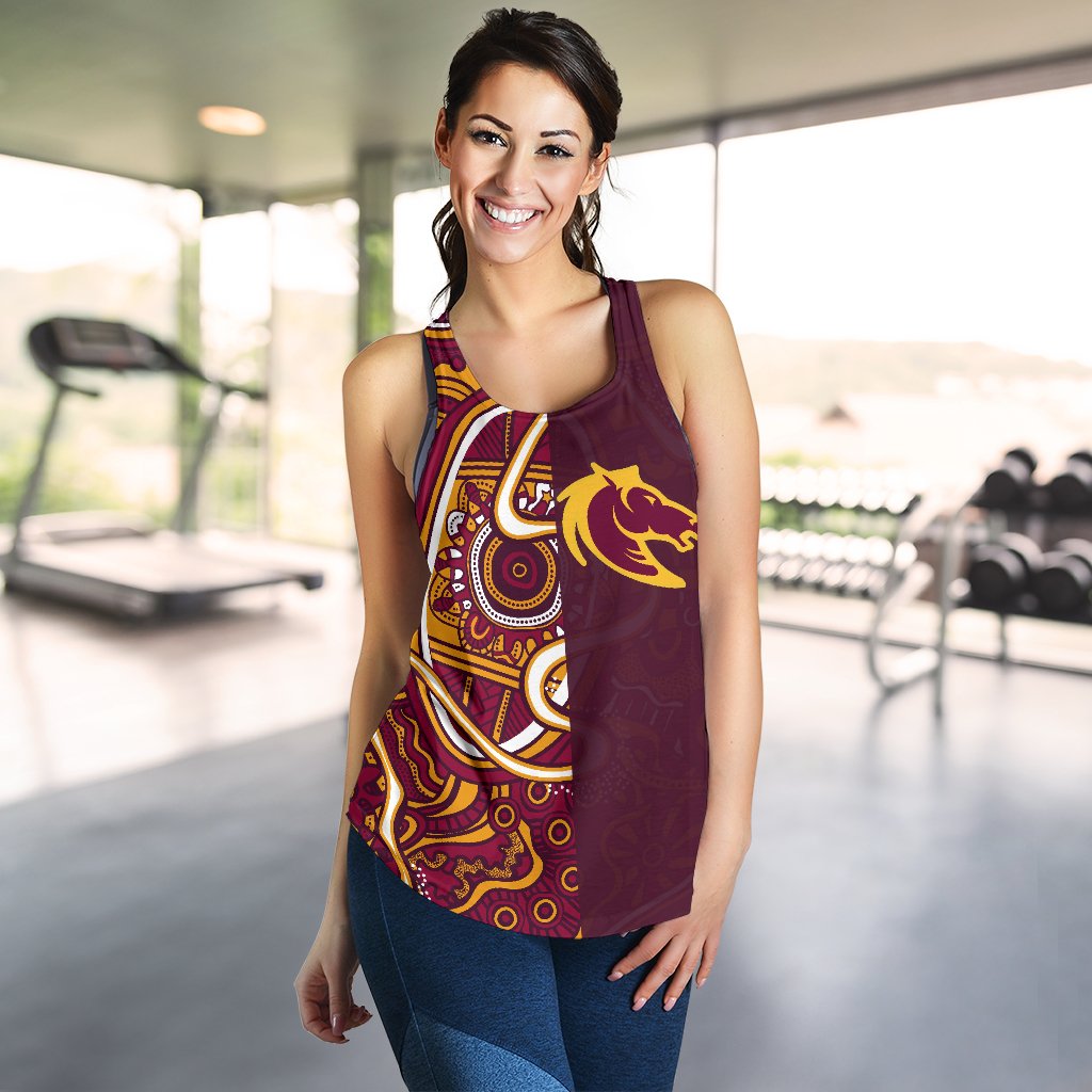 Brisbane Broncos Indigenous Women's Racerback Tank Half Style - Vibe Hoodie