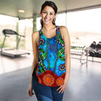 Aboriginal Women's Racerback Tank - Aussie Indigenous Patterns Blue - Vibe Hoodie