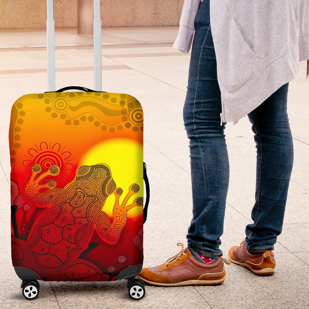 aboriginal-luggage-covers-indigenous-frog-red