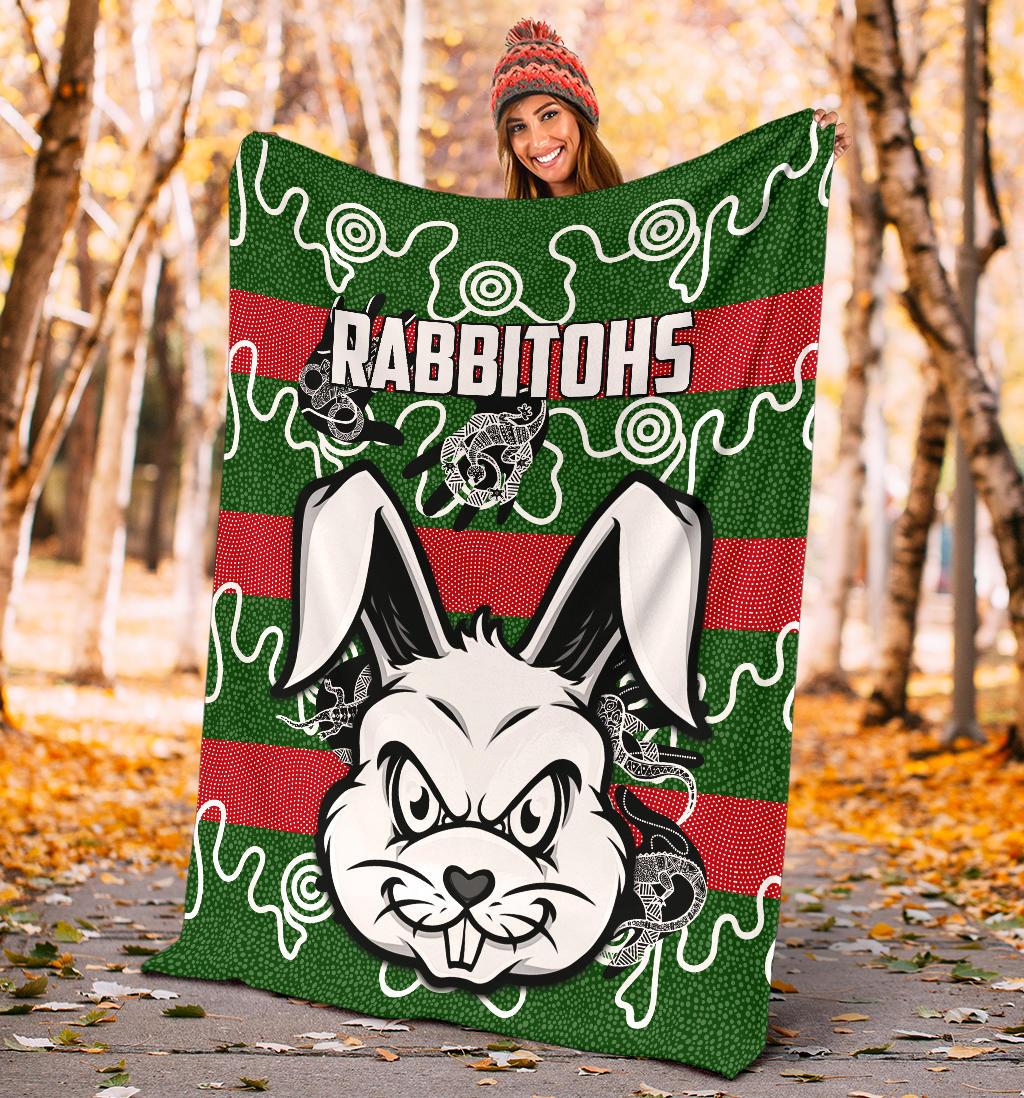 rabbitohs-indigenous-premium-blanket-rabbit-head