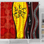 aborginal-shower-curtains-dreamtime-koori-dance-dot-acrylic-paint