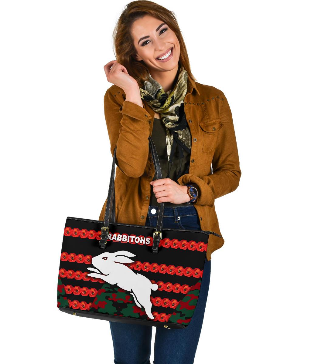 south-sydney-rabbitohs-large-leather-tote-anzac-day-poppy-flower-vibes