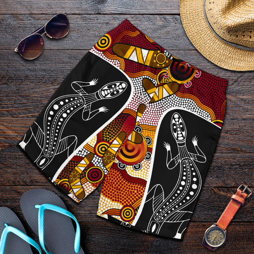 aboriginal-shorts-lizard-patterns-boomerang-indigenous-dot-painting-men