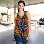 1st Australia Women Racerback Tank - Aboriginal Two Lizards Dot Painting Circle - Vibe Hoodie